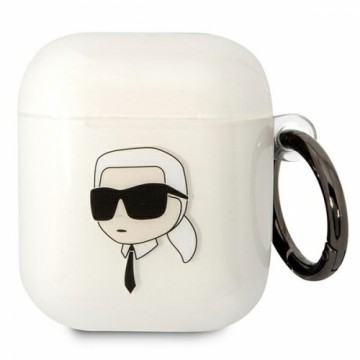 Karl Lagerfeld 3D Logo NFT Karl Head TPU Case for Airpods 1|2 White