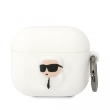 Karl Lagerfeld 3D Logo NFT Karl Head Silicone Case for Airpods 3 White