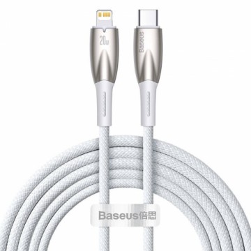 USB-C kabelis Lightning Baseus Glimmer sērijas zibspuldzēm, 20 W, 2 m (balts)