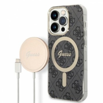 Guess 4G MagSafe Compatible Case + Wireless Charger for iPhone 14 Pro Max Black