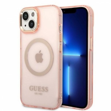 Guess Translucent MagSafe Compatible Case for iPhone 14 Plus Pink