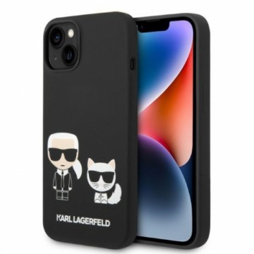 Karl Lagerfeld MagSafe Compatible Case Liquid Silicone Karl and Choupette for iPhone 14 Plus Black