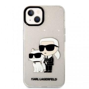 Karl Lagerfeld IML Glitter Karl and Choupette NFT Case for iPhone 13 Transparent