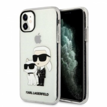 Karl Lagerfeld IML Glitter Karl and Choupette NFT Case for iPhone 11 Transparent