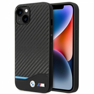 BMW M PU Carbon Blue Line Case for iPhone 14 Plus Black