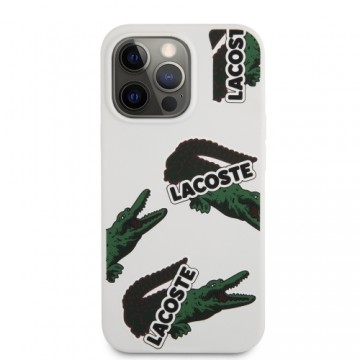 Lacoste Liquid Silicone Allover Pattern Case for iPhone 13 Pro Max White