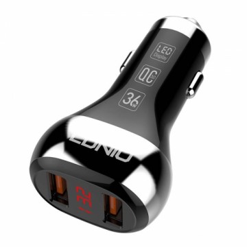 LDNIO car charger 2 x USB | QC 3.0 | LED display | 36W black