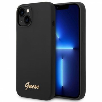 Guess Liquid Silicone Metal Logo Case for iPhone 14 Plus Black