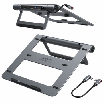 Acefast HUB multifunctional USB Type C laptop stand - 2x USB 3.2 Gen 1 (3.0, 3.1 Gen 1) | TF, SD | HDMI 4K @ 60Hz | RJ45 1Gbps | PD 3.0 100W (20V | 5A) gray (E5 space gray)