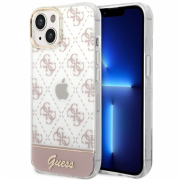 Guess PC|TPU Peony Glitter Script Logo Case for iPhone 14 Plus Pink