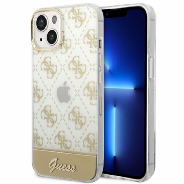 Guess PC|TPU Peony Glitter Script Logo Case for iPhone 14 Plus Gold