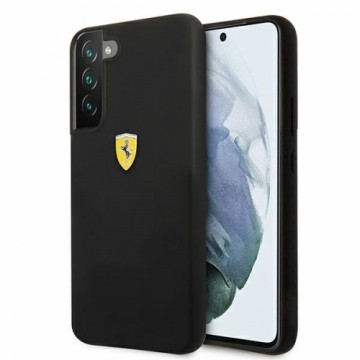 Ferrari Liquid Silicone Metal Logo Case for Samsung Galaxy S22+ Black