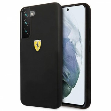 Ferrari Liquid Silicone Metal Logo Case for Samsung Galaxy S22 Black