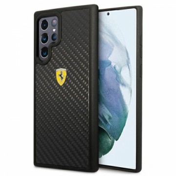 Ferrari Real Carbon Hard Case for Samsung Galaxy S22 Ultra Black