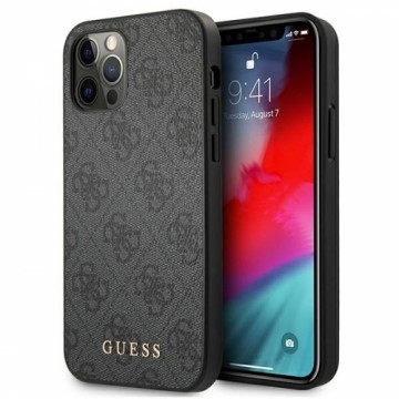 Guess GUHCP12MG4GFGR iPhone 12 | 12 Pro 6,1" szary|grey hard case 4G Metal Gold Logo