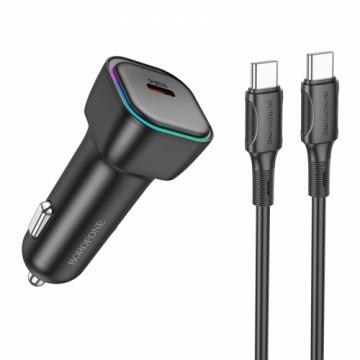 Borofone Car charger BZ28 Trophie - Type C - PD 30W 3A with Type C to Type C cable black