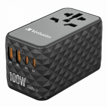 Verbatim Adapter podróżny EU|UK|US GaN 2xUSB-A|2xUSB-C PD 100W UTA-06 czarny|black 32121