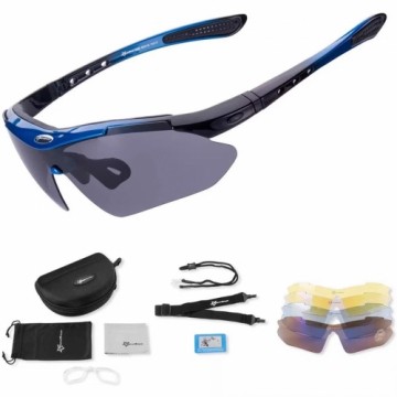 Rockbros 10007 polarizing cycling glasses - black and blue