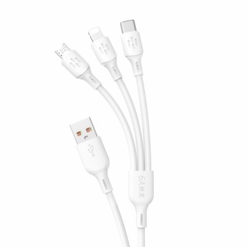 USB cable - USB C | micro USB | Lightning 480Mb|s 6A 1.2m - white