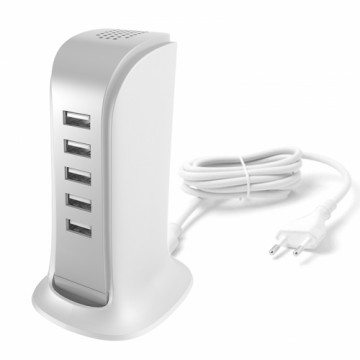 Dudao charger 5x USB with built-in power cable EU white (A5EU)