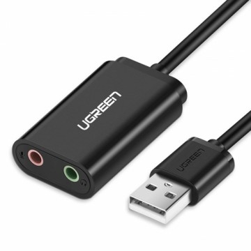 Ugreen USB внешняя звуковая аудиокарта 3,5 мм миниджек 15 см черный (30724)