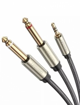 UGREEN AV126 Cable TRS 3.5 mm to 2x TS 6.35 mm - 2m (grey)