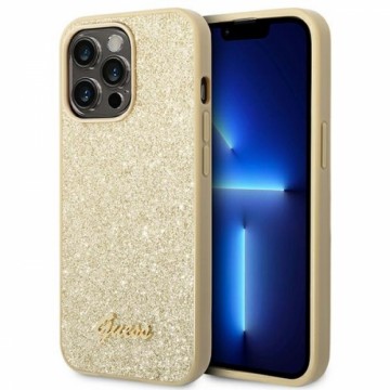 Guess PC|TPU Glitter Flakes Metal Logo Case for iPhone 14 Pro Max Gold