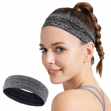 Gray fabric elastic headband for running fitness