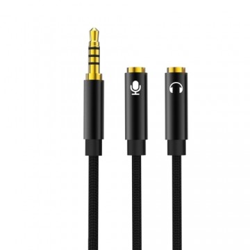 XO audio cable 2in1 NB-R197 3.5mm jack - socket 3.5mm jack | microphone 0,23 m black