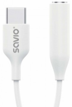 Savio USB-C Male - 3.5 mm Female White