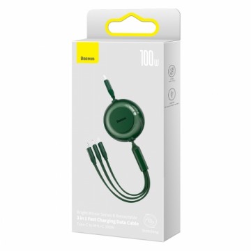 Baseus Bright Mirror 4, USB-C 3-in-1 cable for micro USB | USB-C | Lightning 100W | 3.5A 1.1m (Green)