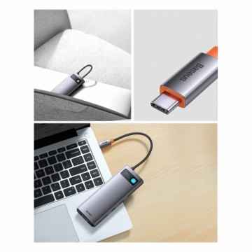 Hub 7in1 Baseus Metal Gleam Series, USB-C to 3x USB 3.0 + 2x HDMI + USB-C PD + Ethernet RJ45