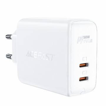 Acefast charger GaN USB Type C 50W, PD, QC 3.0, AFC, FCP white (A29 white)