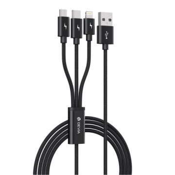 Devia cable Gracious 3in1 USB - Lightning + USB-C + microUSB 1,2 m 3A black