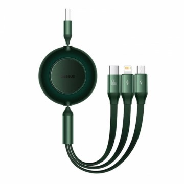 Baseus Bright Mirror 2 retractable cable 3in1 USB Type A - micro USB + Lightning + USB Type C 66W 1.1m green (CAMJ010106)