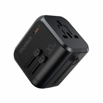 Choetech Fast Universal GaN USB Travel Charger Type C | 3 x USB-A 30W Power Delivery Black (PD5008-BK)