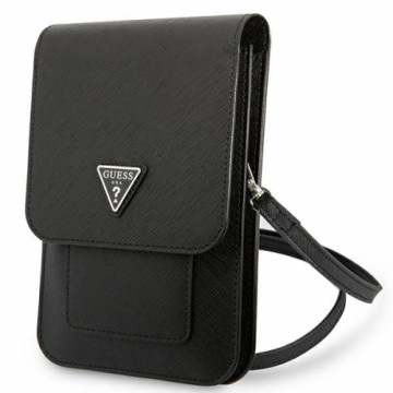 Guess PU Saffiano Triangle Logo Phone Bag Black