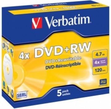 Matricas DVD+RW SERL Verbatim 4.7GB 4x 5 Pack Jewel