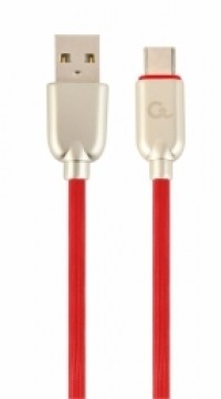 Gembird USB Male - USB Type C Male Premium rubber 1m Red