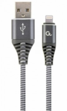 Gembird 8-pin Male - USB Male Premium Cotton Braided Space Grey 2m