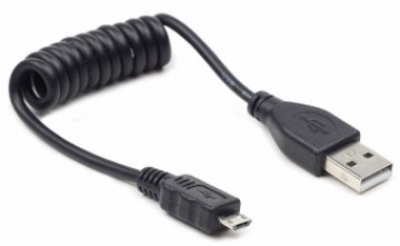 Kabelis Gembird USB Male - MicroUSB Male 0.6m Black Coiled