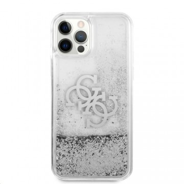 GUHCP12LLG4GSI Guess TPU Big 4G Liquid Glitter Silver Case for iPhone 12 Pro Max Transparent