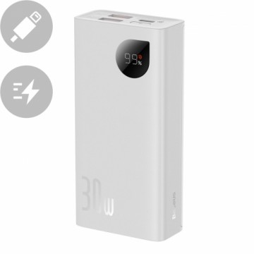 Baseus Adaman2 power bank with digital display 10000mAh 30W 2 x USB | 1x USB Type C Power Delivery Quick Charge SCP white (PPAD040002)