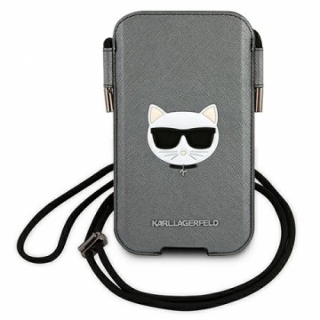 Karl Lagerfeld Choupette Head Saffiano PU Pouch L Grey