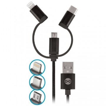 Forever 3in1 cable USB - Lightning + USB-C + microUSB 1,0 m 1,5A black