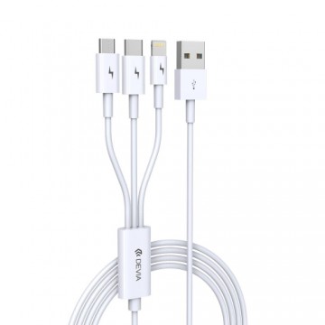 Devia cable Smart 3in1 USB - Lightning + USB-C + microUSB 1,2 m 2A white