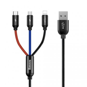 Baseus Rapid USB Cable 3in1 Type C | Lightning | Micro 3A 1,2M - Black