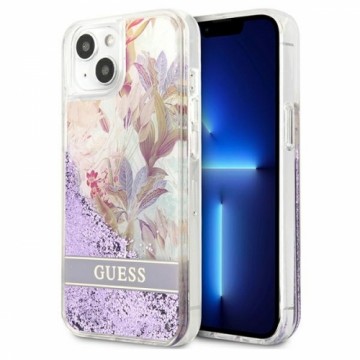 Guess Liquid Glitter Flower Case for iPhone 13 mini Purple