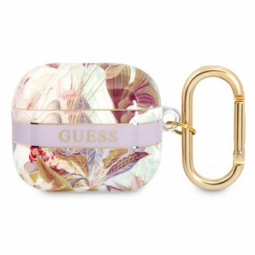 Guess TPU Flower Print Case for Airpods 3 Purple