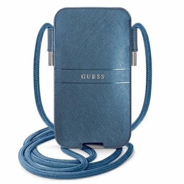 Guess PU Saffiano Metal Logo Pouch S|M Blue